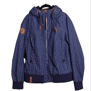 Naketano navy blue anchor print hooded jacket XL